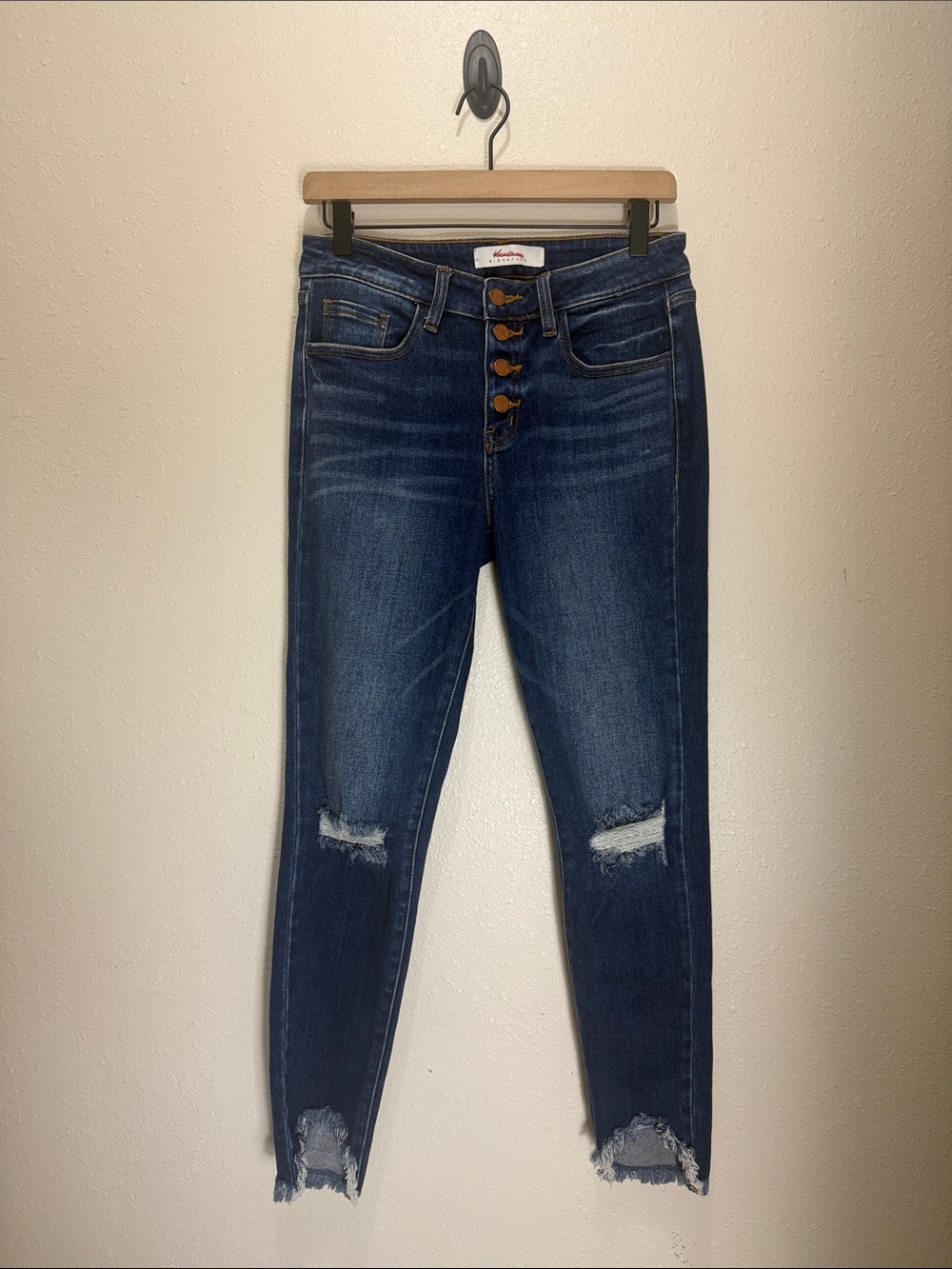 Kancan Dark Wash Distressed Women’s Jeans, Size 27